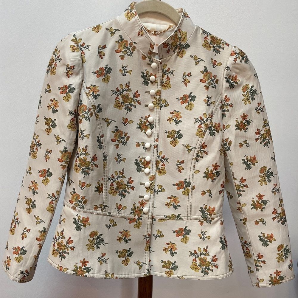 Tory Burch Runway Jacquard Floral Cream Jacket